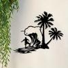 1 Stück Surfen Palme Metall Wandkunst Statue Wandbild für Tropisches Schlafzimmer Strand Terrasse Sommer Dekor Geschenk Küstenliebhaber Rostbeständig