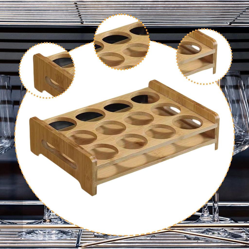 Compact Bamboo Glass Organizer Tray with 12 Holes for Serving Glasses, Ideal Parties And Hotels.