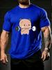 Unisex Red Crew Neck Tee Weightlifting Bear Cartoon Print Oversized Short Sleeve Unisexs Summer Streetwear Casual Daily Basic Wear Top
