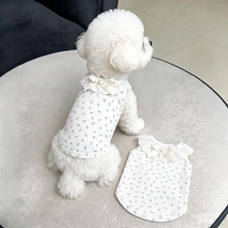 Dog Clothes Spring and Autumn Bigbear Kitten Muppet Pomeranian Teddy Small Dog Sherina Bow Pet Vest