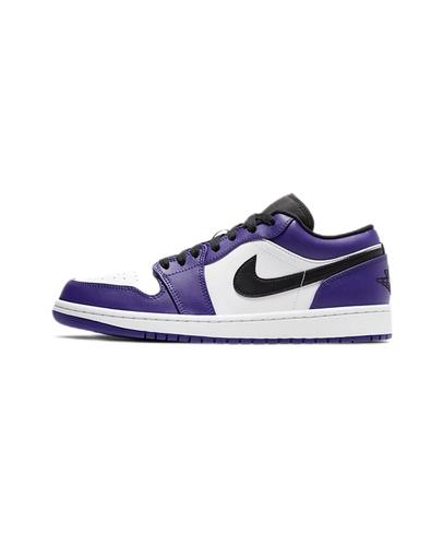 Air Jordan 1 Low Schwarz/Court Purple/Weiß Herren Retro-Sneaker 553558-500