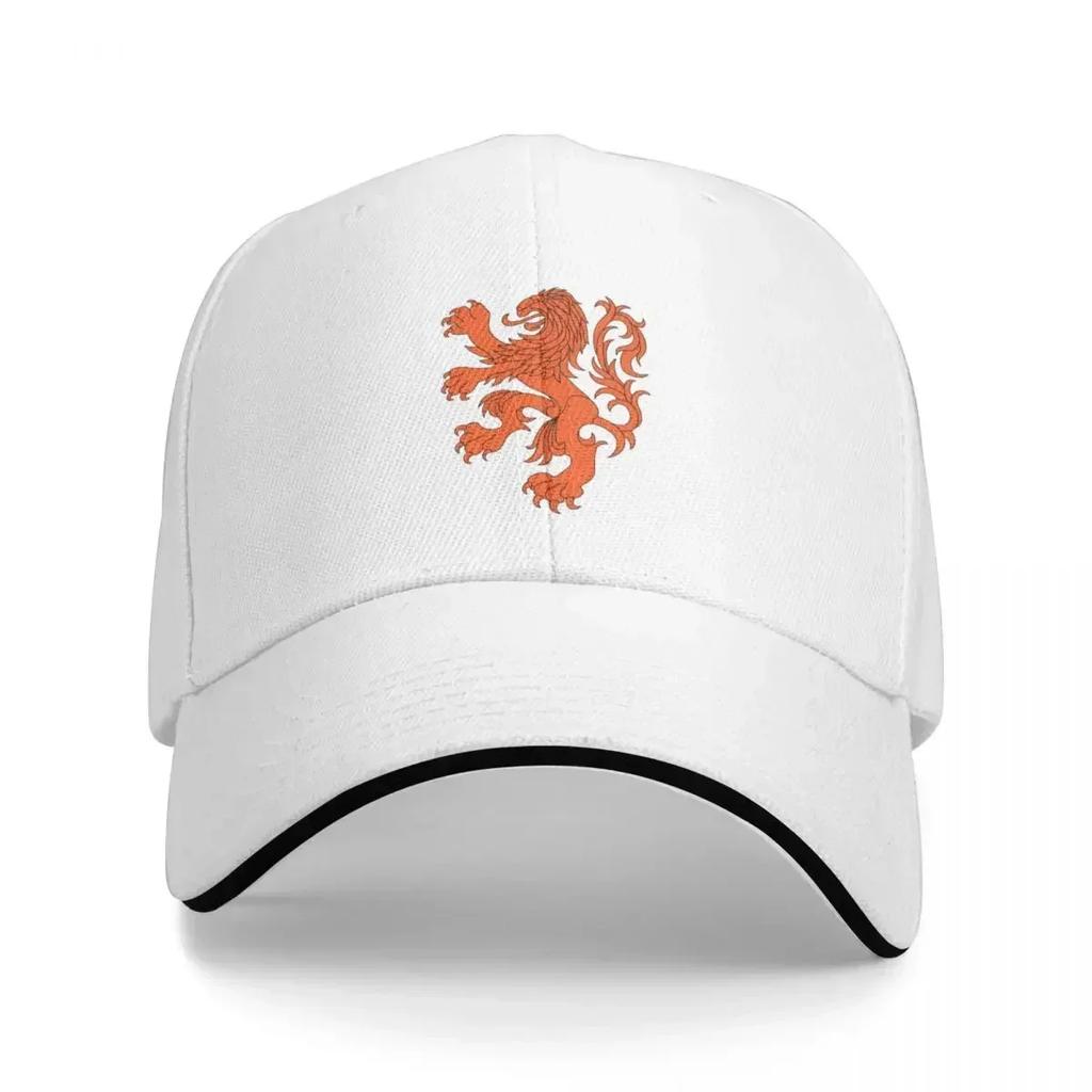 Niederländischer Löwe (Orange/Schwarzer Umriss auf Schwarz) Baseballkappe Hut Mann Für Die Sonne UV-Schutz Sonnenhut Sonnenschutz Damen Herren