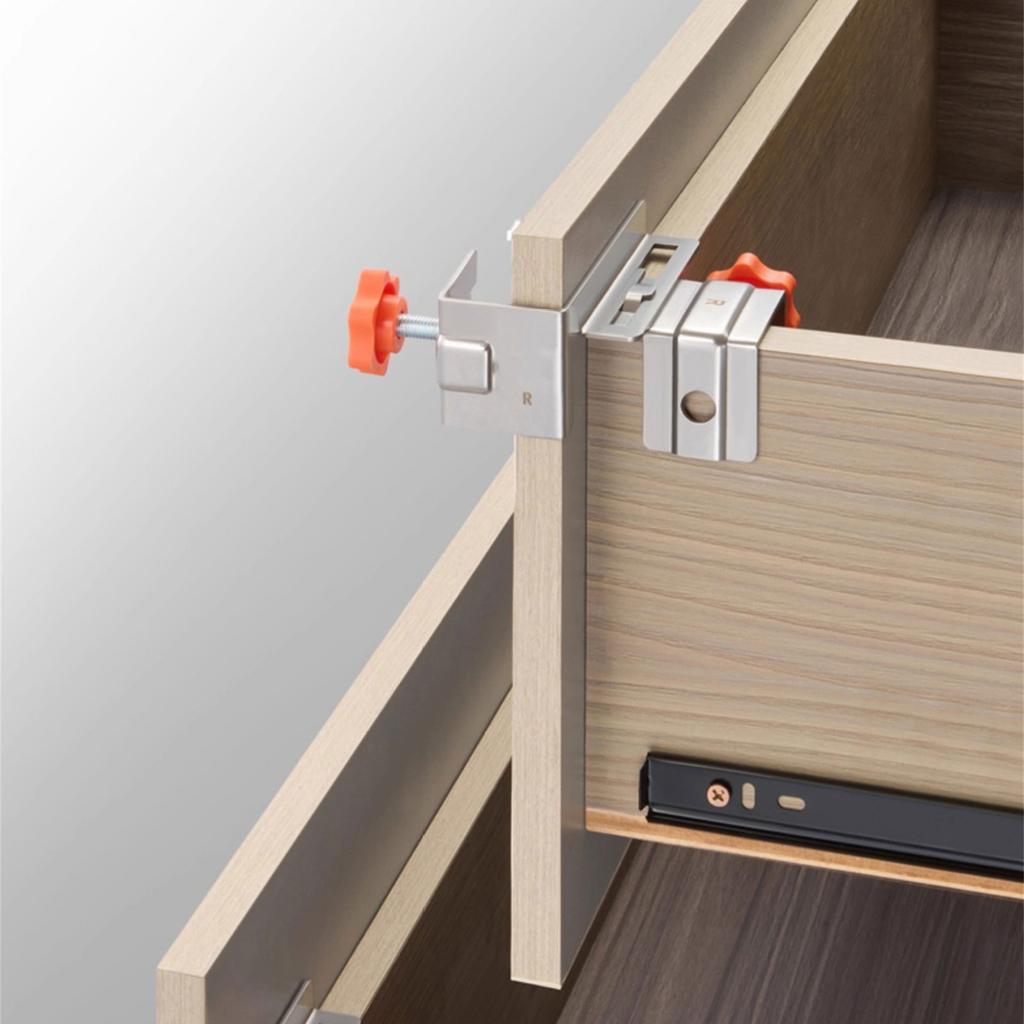 1Pair Drawer Front Panel Installation Clamp Woodworking Fixing Clamp No Handle Cabinet Door Panel Mounting Jig