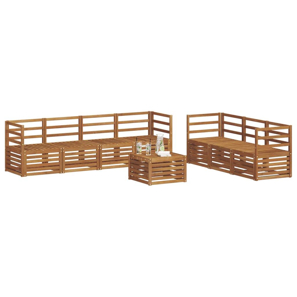 Outdoor Sofa Set 8 Pcs Natural Solid Acacia Wood
