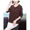 Autumn Pure Cotton Long-sleeved T-shirt for Middle-aged Mothers  Polka-dot Doll Collar Top Loose Bottoming Shirt