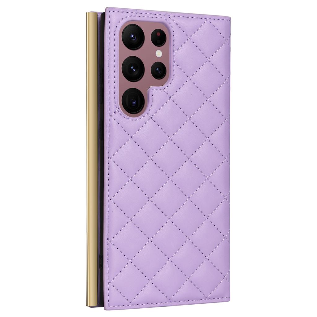 For Samsung Galaxy S22 Ultra 5G Wallet Case PU Leather Flip Phone Cover with Shoulder Strap
