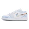 Jordan Air Jordan 1 Low top Vintage Basketball Shoes GS White Blue FQ9112-100(Team4-)