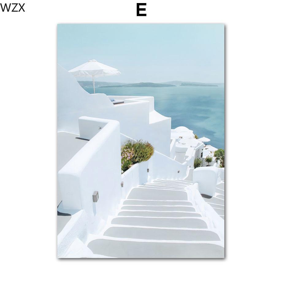 Morze Egejskie Santorini Plaża Muszla Kwiat Sztuka Ścienna Płótno Malowanie I Wydruki Obrazy Ścienne Do Wystroju Salonu Plakaty Nordyckie