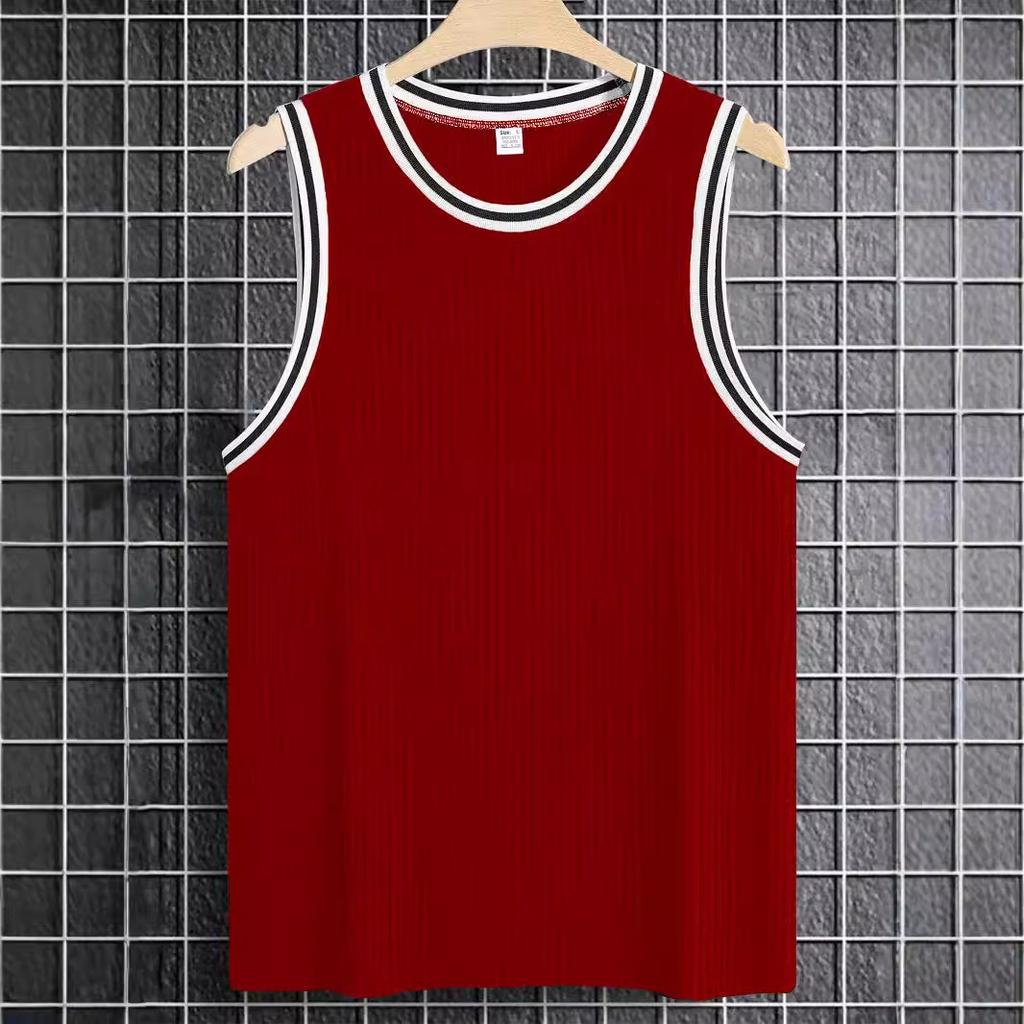 Canottiera Estiva a Maglia a Righe Verticali Vestibilità Fitness da Uomo Canottiera I-Shaped Color Block