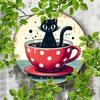 Metal Cat Wall Decor Tin Sign Gift For Friend 15x30cm Vintage Home Art