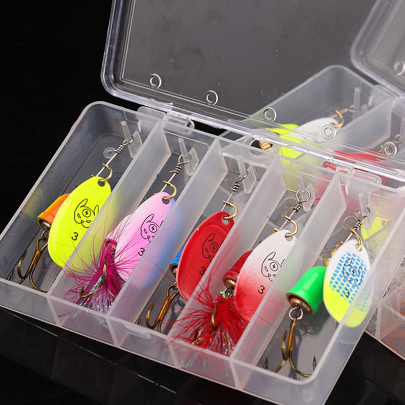 

5 шт./кор. Набор блесен для рыбалки, блесна-вертушка, колеблющаяся блесна, жесткая металлическая приманка, металлическая блесна на щуку с тройными крючками, рыболовная приманка