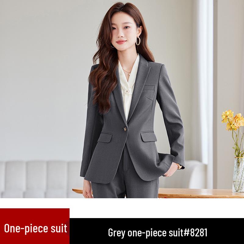 2024 Women's Gray Professional Suit Set - Spring/Autumn High-End Jacket for Workplace, Commute, or Interview