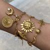 Yori Trendy Star Moon Bracelet Stainless Steel Metal Texture 18K Plated Waterproof Women Statement Jewelry 2025