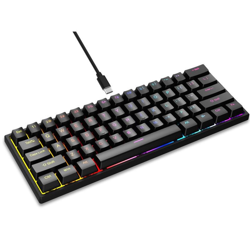61-Key Wired Red Switch Mechanical Keyboard for Gaming and Office Use
