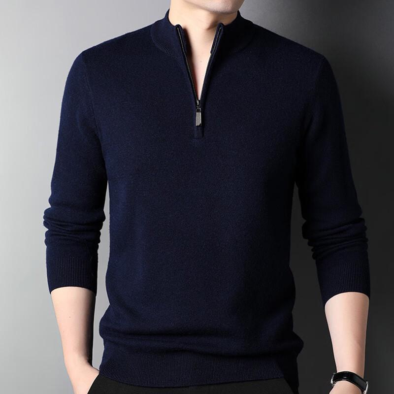 

Hengyuanxiang Men s Zip Mock Neck Wool Sweater M