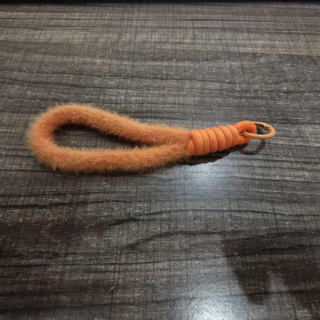 Creative Plush Mobile Phone Wrist Lanyard - Fashionable Anti-Drop Keychain with Single Buckle for Autumn and Winter