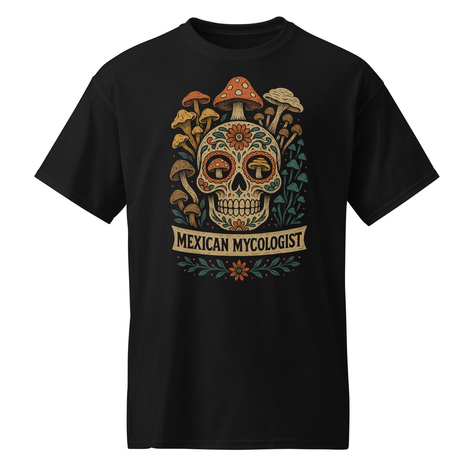 Mexican Mycologist Shroom Mushroom Mycology Fungi Sugar Skull Foraging T-Shirt S