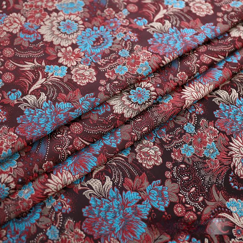 75x100cm Brocade Silk Fabric Beautiful DIY Material with Flower Pattern Sewing Handmade Patchwork Textile Cloth