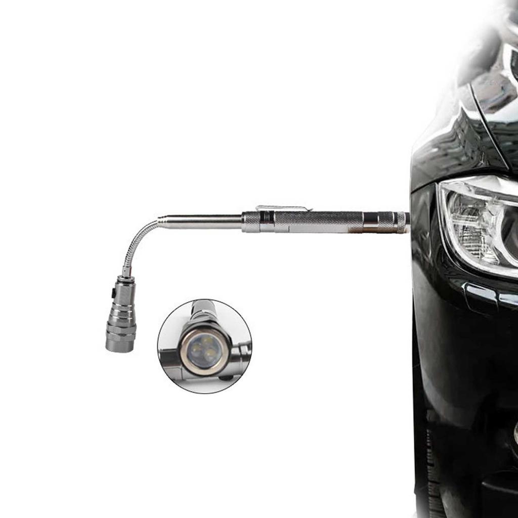 3-light Magnetic Iron Stretch Steel Pipe, Metal Hose Arbitrary Bending LED Flashlight