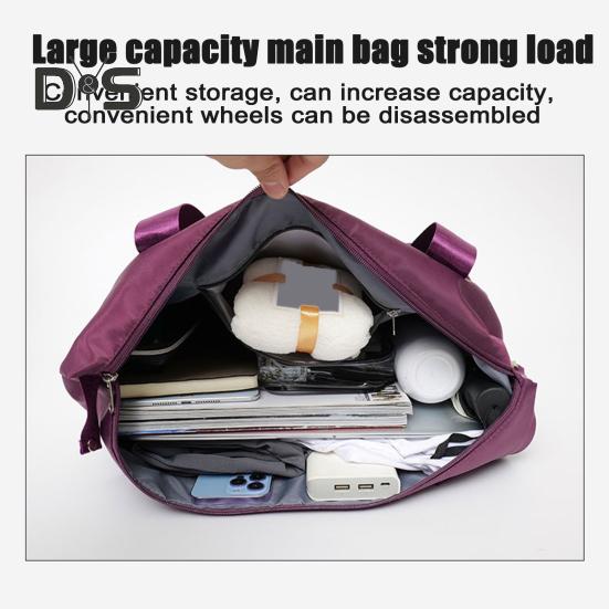 Reisegepäcktasche, Trolley-Tasche mit Rädern, wasserdicht, erweiterbar, für die Übernachtung, tragbar, zusammenklappbar, für Reisen, Einkaufen, Fitnessstudio