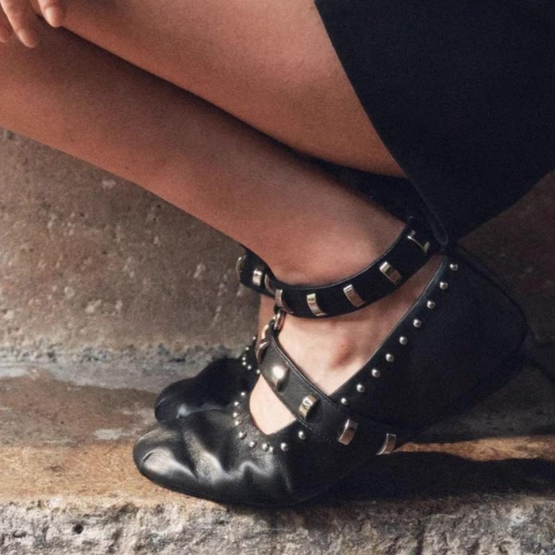 Fashion Mary Jane Shoes Female Genuine Leather 2025 New Snap Ballet Shoes Women Square Toe Flat Cowhide Ladies Shoes Casual Shoes Woman