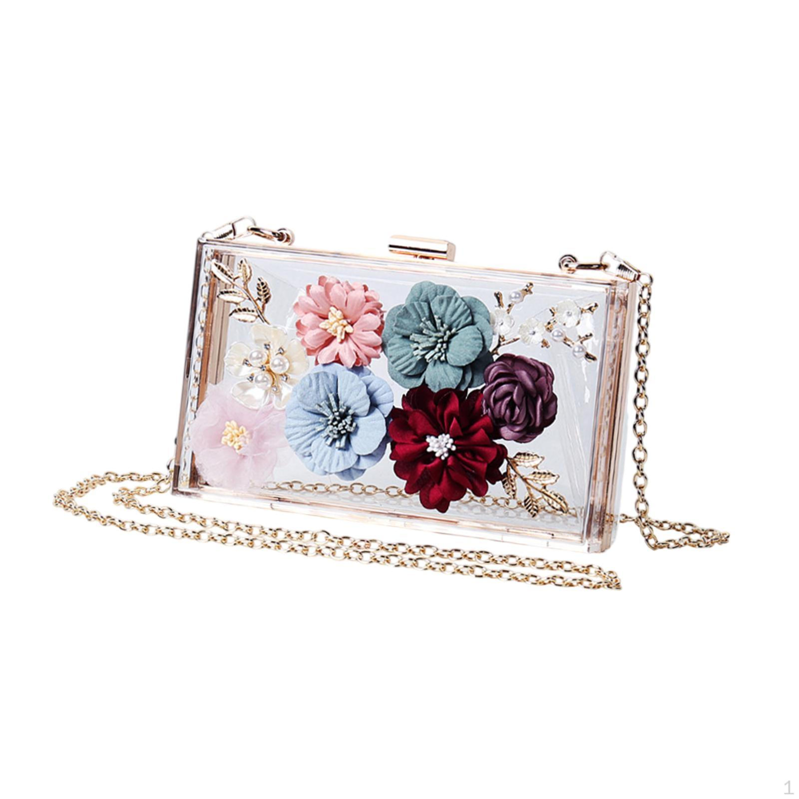 

Acrylic Flower Clutch Bag Chain Crossbody Trendy Strap Women Shoulder Evening for чистий