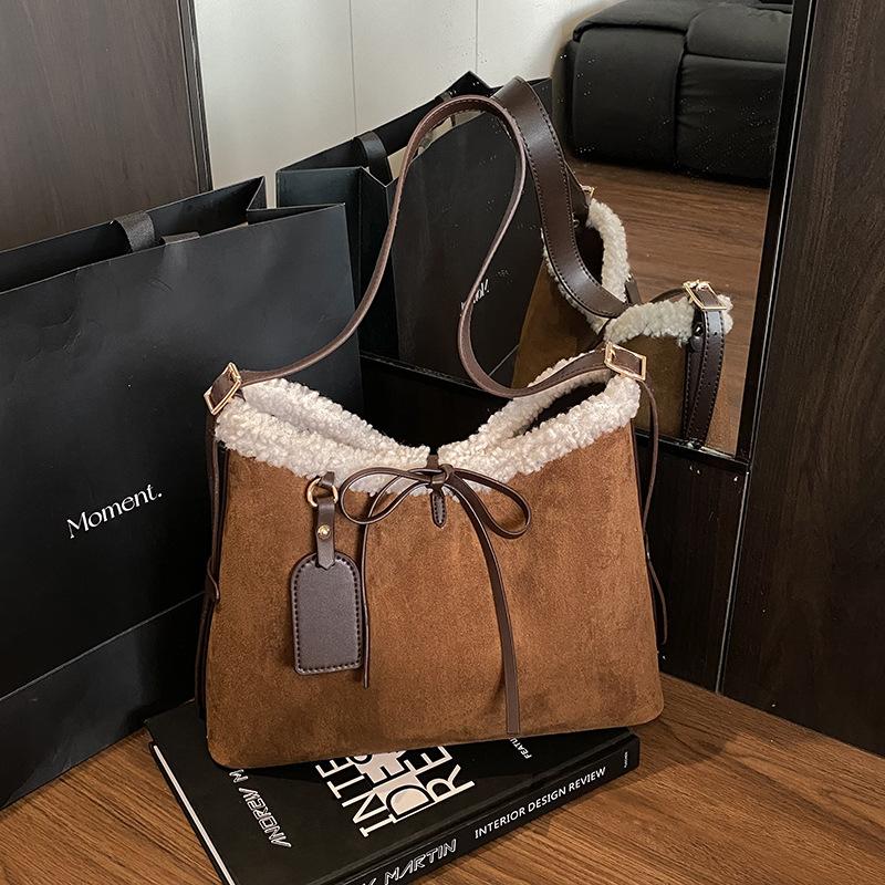 

Personality simple casual retro large capacity tote bag fashion trend texture bag women 2025 shoulder messenger bag коричневый