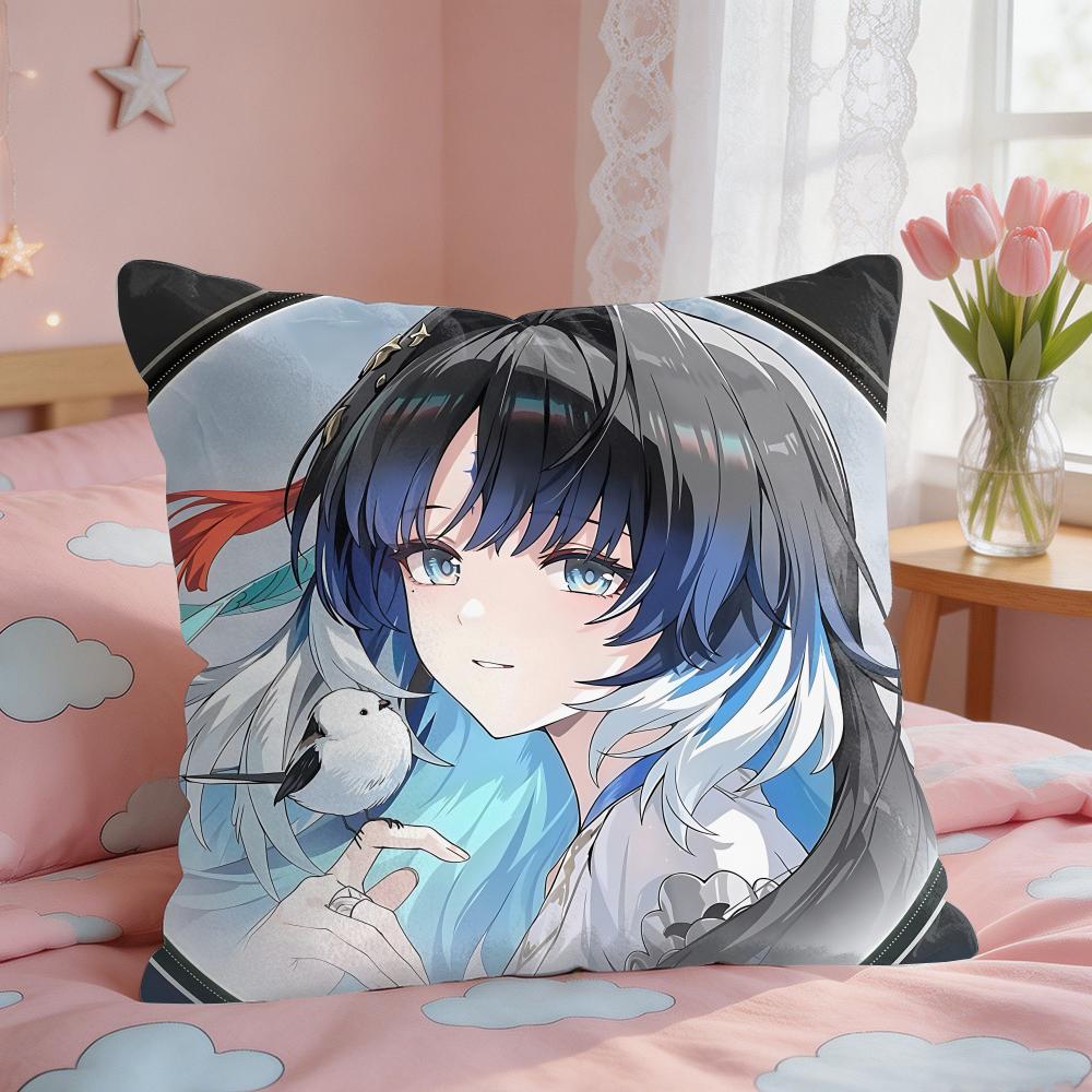 Wuthering Waves Yangyang Cushion Cover Square Short Plush Pillow Case Living Room Sofa Home Decor Funda X