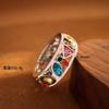 Longrui Fashion Geometric Pattern Hollow Multicolor Ring for Women European and American