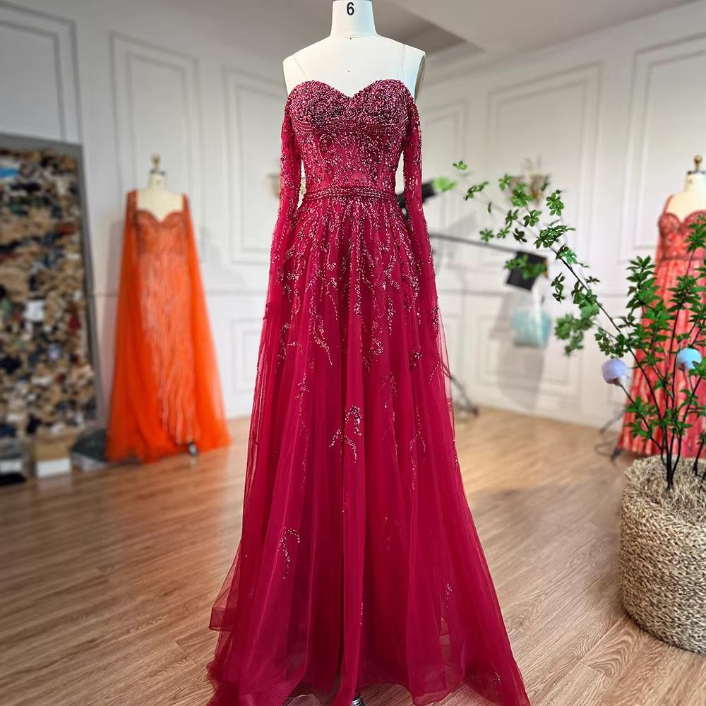 Blue luxury beads slim celebrity temperament annual meeting host art test performance dress dress LA11811