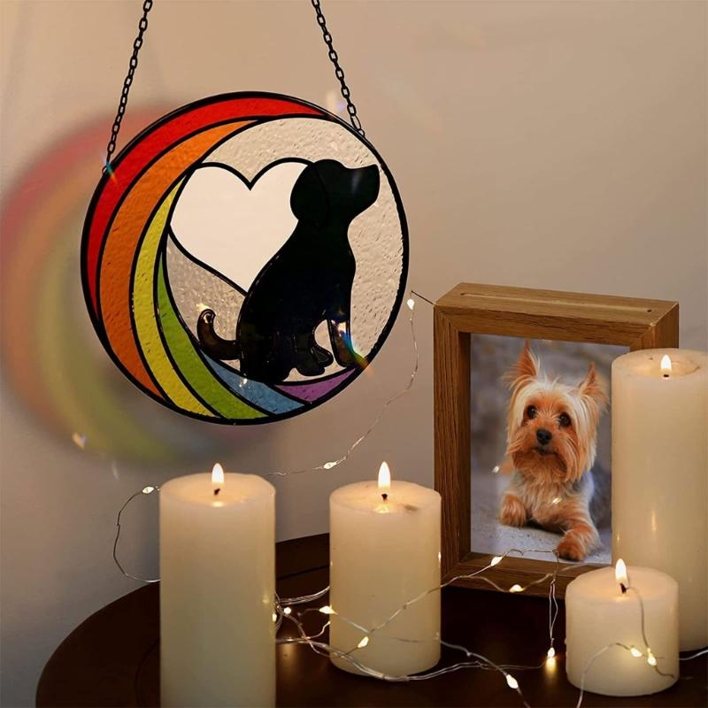 Heartwarming Dog Loss Sympathy Gift Unique Stained Glass Window Hanging Sun Catchers Pet Remembrances for Devote Dogs