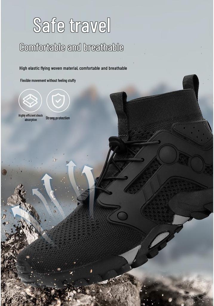 Cross-border Flyknit Unisex Hiking Shoes - Mid/High-top, Large Size, Creek Wading, Summer Outdoor Shoes
