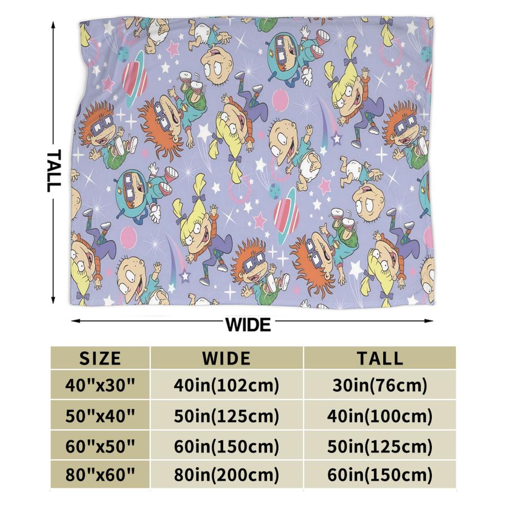 Super Warm Blanket Travel Rugrats Dil Pickles Pattern Throw Blanket Flannel Bedspread For Outdoor Funny Sofa Bed Cover
