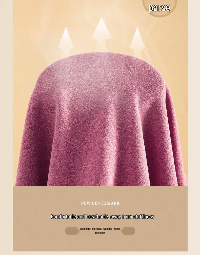 Women's Fleece-Lined Thermal Underwear Set - Semi-High Neck, Thick Base Layer for Autumn & Winter