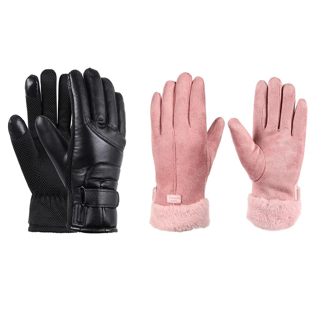 USB Warm Hand Heating Gloves Touch Screen and Windproof Constant Temperature Heated Full Finger Mittens for Skiing Riding Hiking