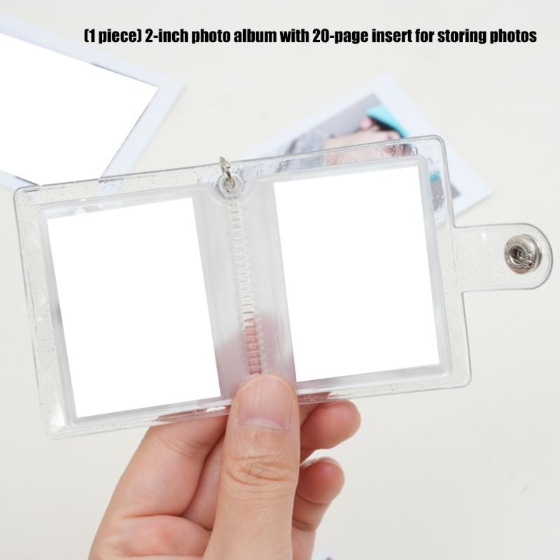 Waterproof PVC 2Inch Photo Album Holder with Keychain 20Photos Pocket Tear Resistant Construction for Protecting Memory