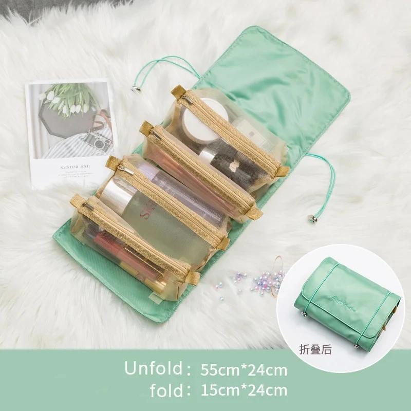 In 1 Detachable Makeup Bag Women Zipper Mesh Large Capacity Cosmetics Pouch Foldable Portable Travel Wash Storage Bag