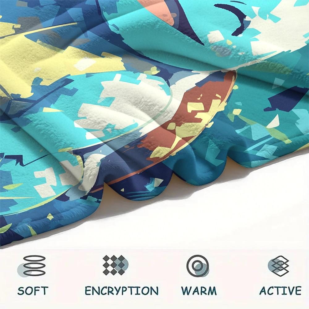 Squirtle Print Flannel Blanket, High quality Comfortable for All Seasons, Home Decor, Warmth and Comfort