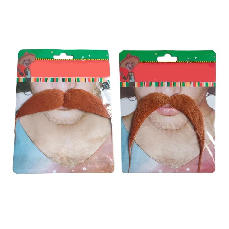 2Pieces Adhesive Fake Mustache Novelty Mustaches for Costume Halloween Festival Party