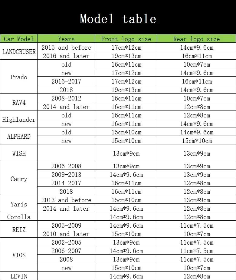 Toyota Logo Merke Foran og Bak Logo Klistremerker For Toyota RAV4 Camry Corolla Ralink Yaris Ruizhi Highlander Bagasjerom Logo Klistremerker