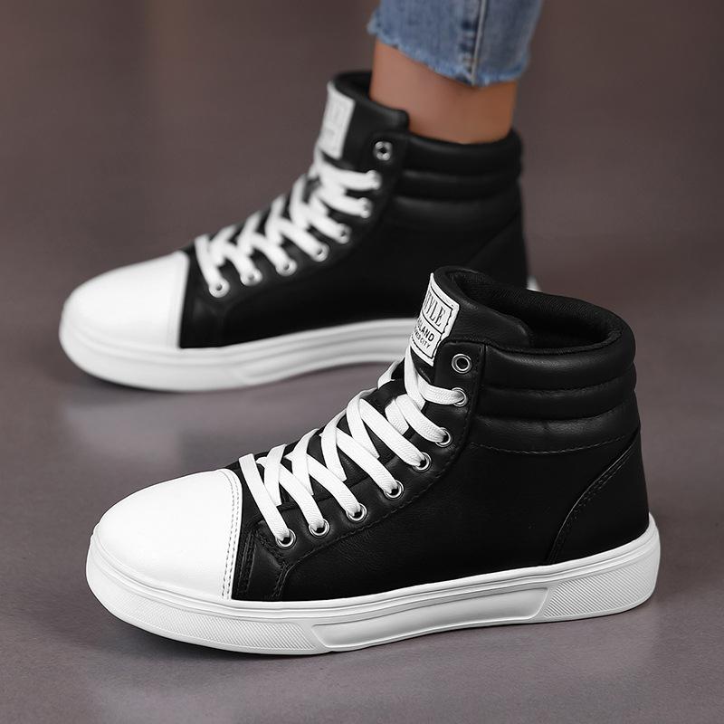 Fashion Spring Fashion Red Men's Sneakers High Top Skateboarding Shoes for Men Casual Shoes Unisex Waterproof Leather Sneakers for Women