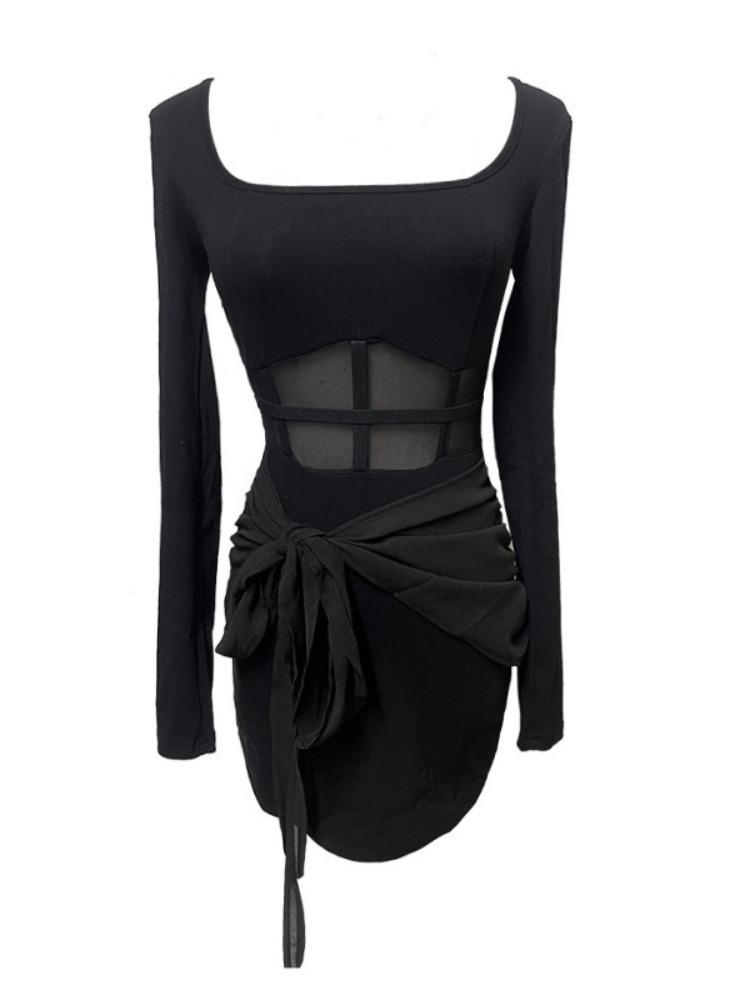 Пикантное прозрачное сетчатое маленькое черное платье – Шикарное, стройнящее, облегающее бедра Medium