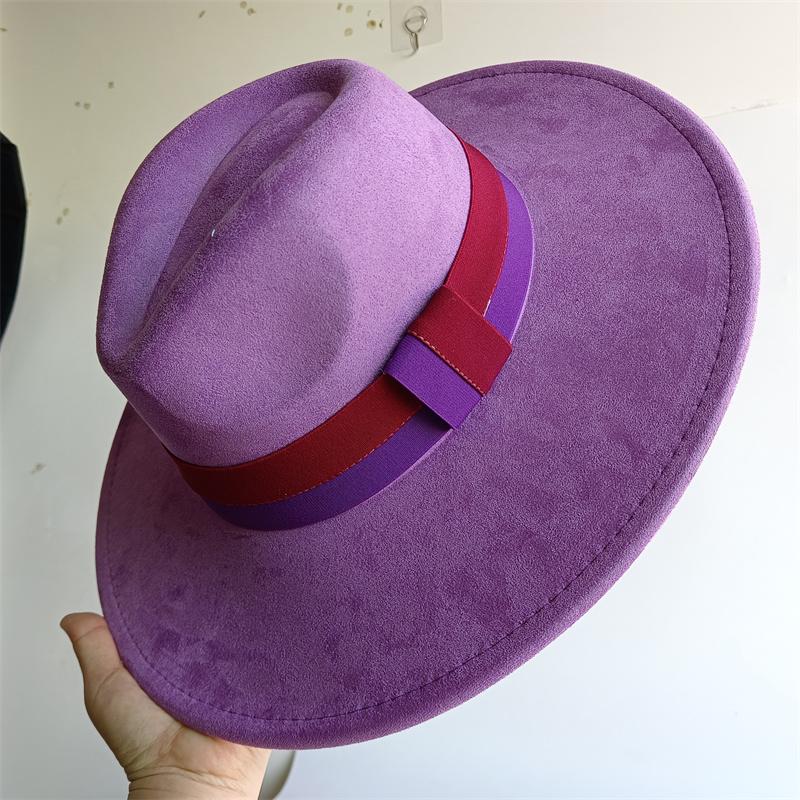 Elastisches Band Buntes Wildlederhut Herbst und Winter Damenfilzhut Breitkrempiger Hut Britischer Stil Retro Herrenhut Gorras Hombre