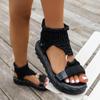 Women's Platform Crochet Sandals Stylish Open Toe Slip On Slingback Shoes Casual Outdoor Non Slip Sandals Women