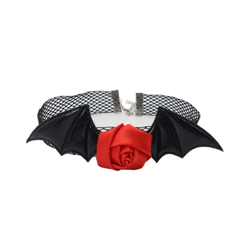 Halloween Devil Costume Set Devil Bat Headband Lace Choker Demons Cosplay Accessories for Carnivals Themed Party Props