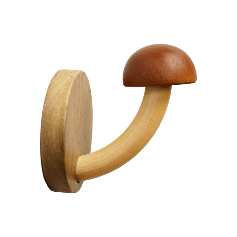 

Mushroom Wood Hooks Clothes Hanger for Bathroom Self-adhesive Wall Hanging Rack Organization Storage Hook Kitchen Door