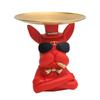 Bulldog Art Figurines with Pallet Resin Storage Box Decor for Office (red)
