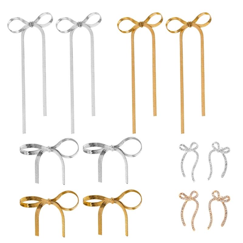 Bowknot Ear Studs Fashion Bowknot Earrings Trendy Jewelry Alloy Material Ear Pendants for Fashion Forward Individuals
