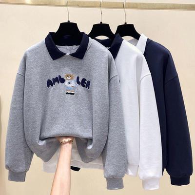 Women's Loose POLO Collar Sweatshirt - Autumn/Winter 2025, Belly-Covering, Age-Reducing Long-Sleeve T-Shirt