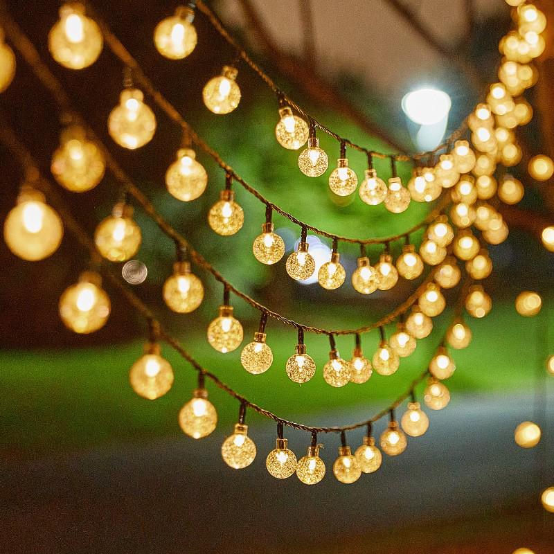 LED Solar Bubble Ball String Lights - Colorful Decorative Lights for Festivals and Outdoor Use